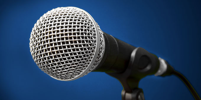 Microphone with a blue background