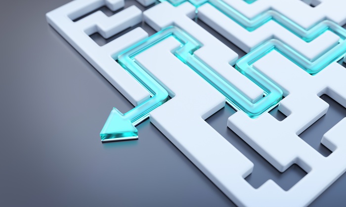 Maze with Arrow showing the way out