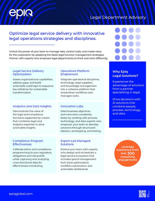 Legal Department Advisory Solution Brief