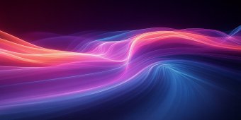 Red and blue wavy lines over a purple background