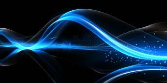 Blue wavy lines over a black background