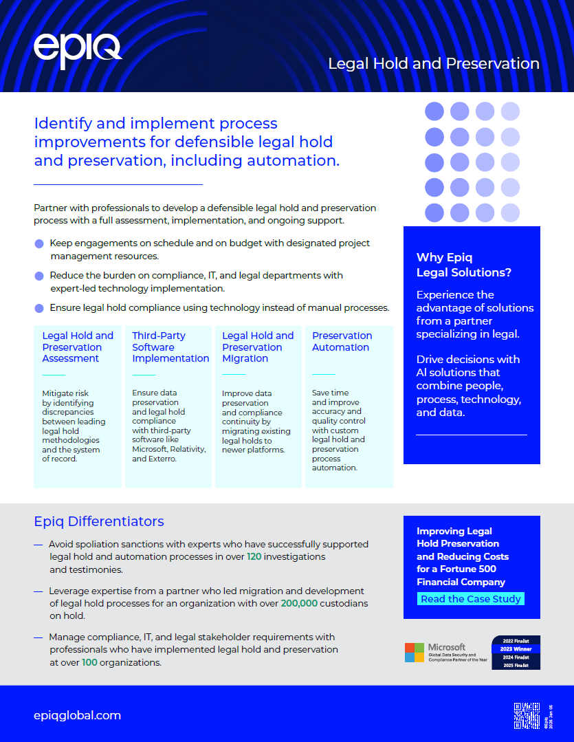 Legal Hold and Preservation Solution Brief