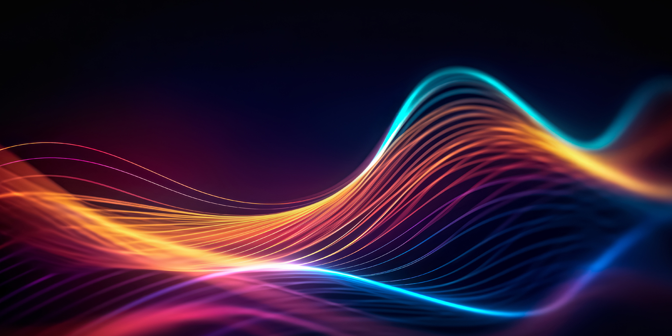 Orange, Blue, and Purple wavy lines over a black background